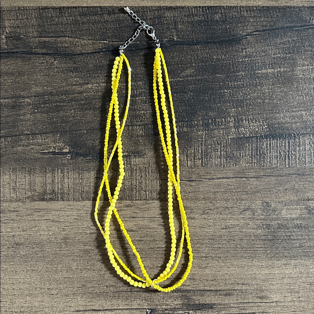 Tropical Trends Tri-Strand Beaded Necklace in Spring Yellow • NWOT